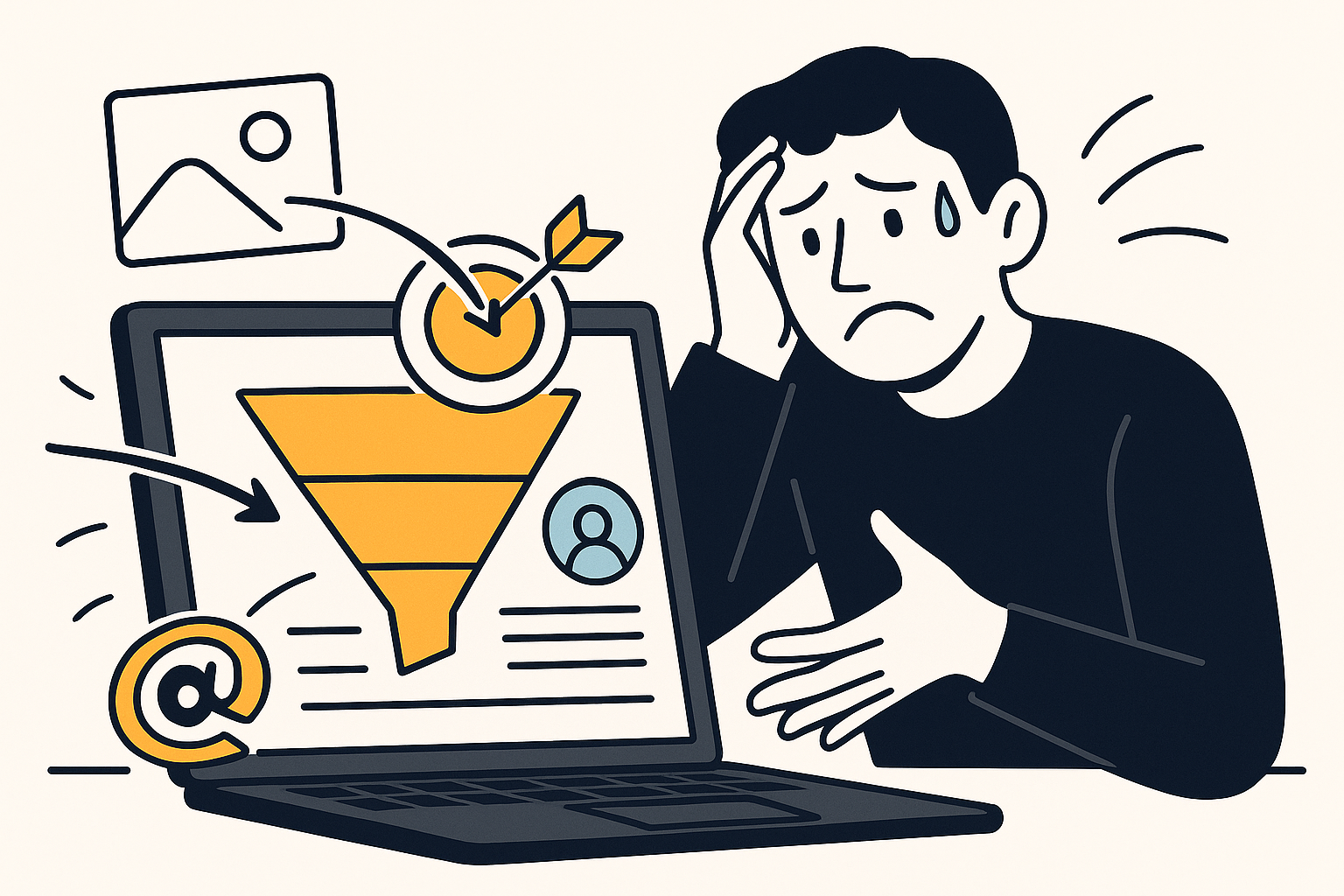 的外れな戦略に悩むイラスト